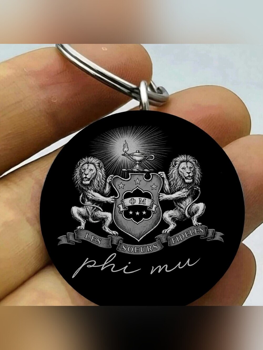 Phi Mu second oldest female fraternal organization Keychain Lions